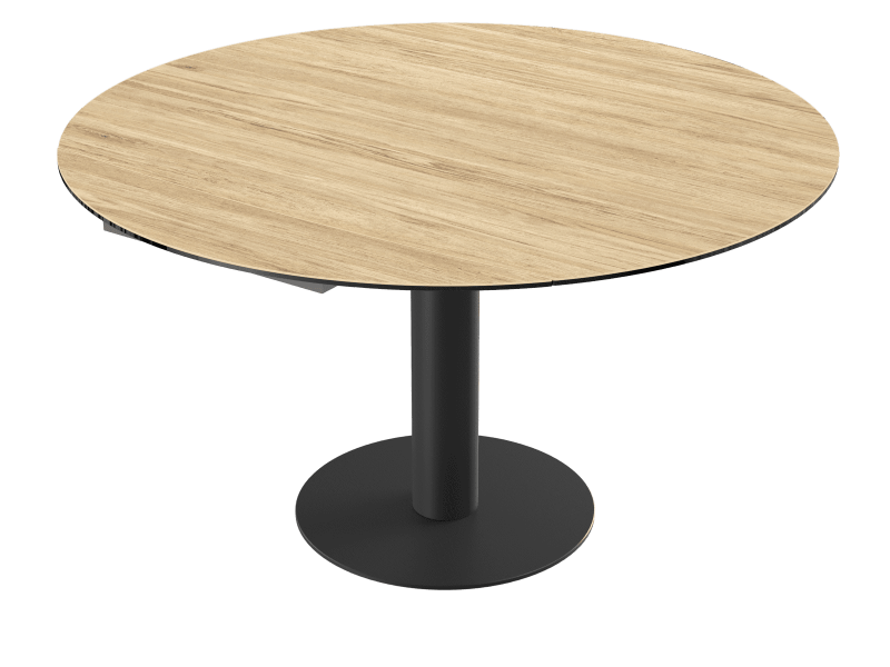  Table de repas LUNA rond ouvert finition plateau céramique Chêne clair